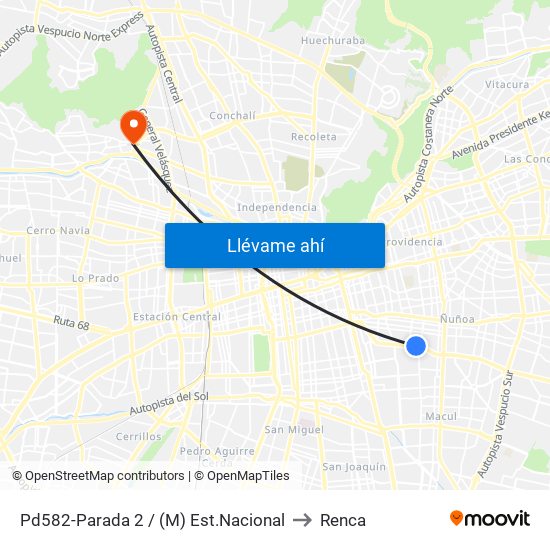 Pd582-Parada 2 / (M) Est.Nacional to Renca map