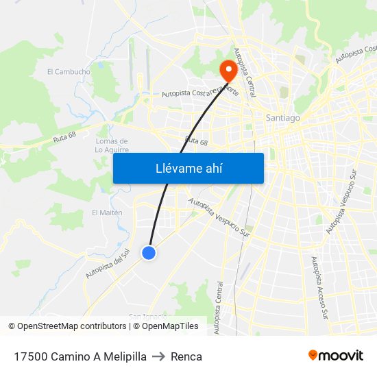 17500 Camino A Melipilla to Renca map