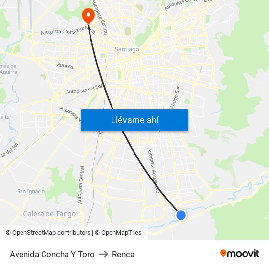 Avenida Concha Y Toro to Renca map