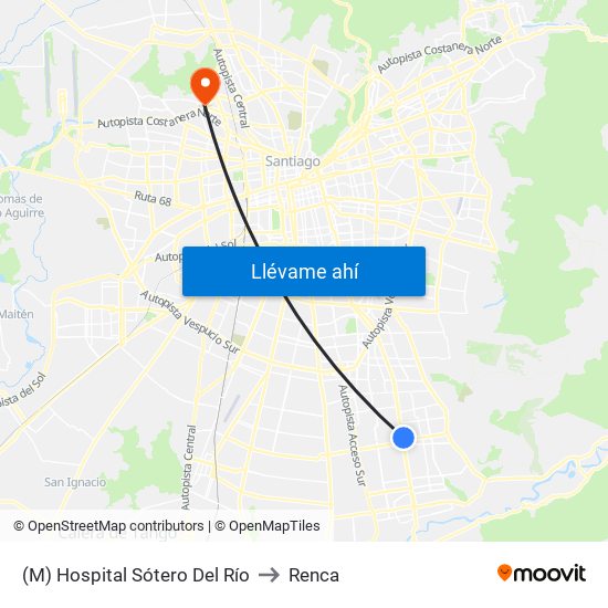 (M) Hospital Sótero Del Río to Renca map