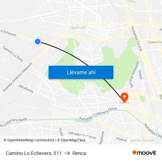 Camino Lo Echevers, 311 to Renca map