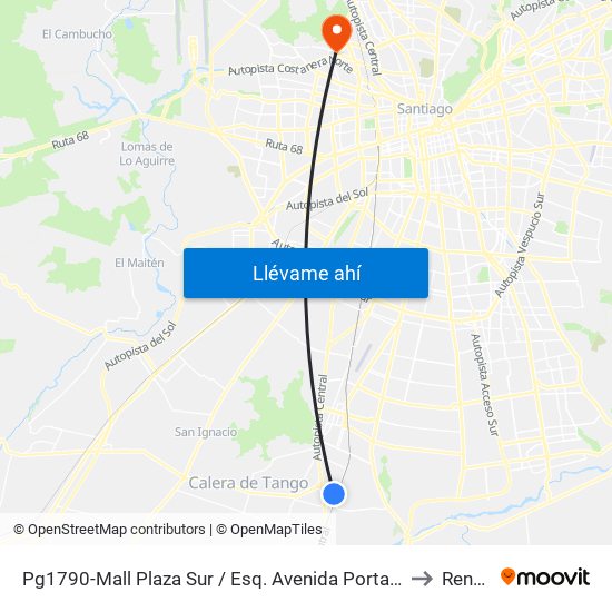 Pg1790-Mall Plaza Sur / Esq. Avenida Portales to Renca map