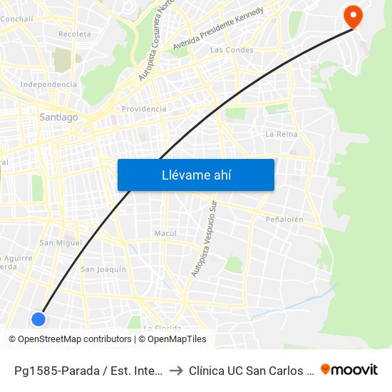 Pg1585-Parada / Est. Intermodal Lo Ovalle to Clínica UC San Carlos De Apoquindo map