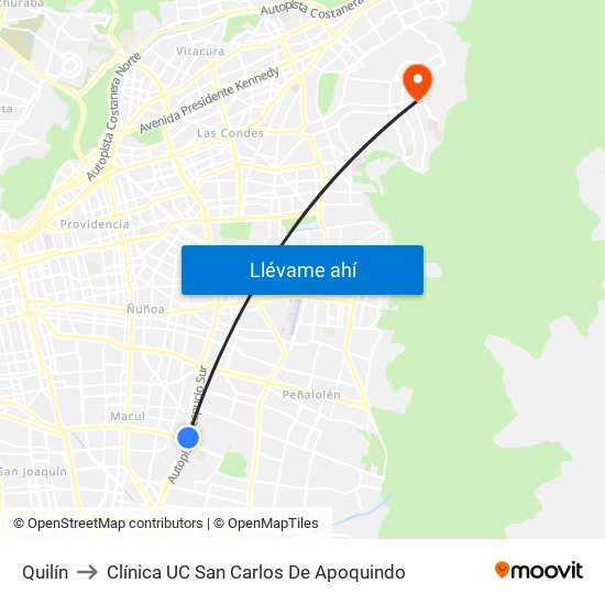 Quilín to Clínica UC San Carlos De Apoquindo map