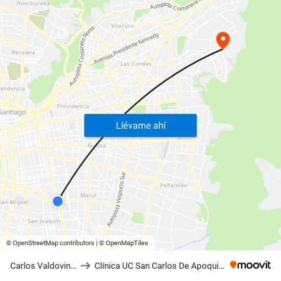 Carlos Valdovinos to Clínica UC San Carlos De Apoquindo map