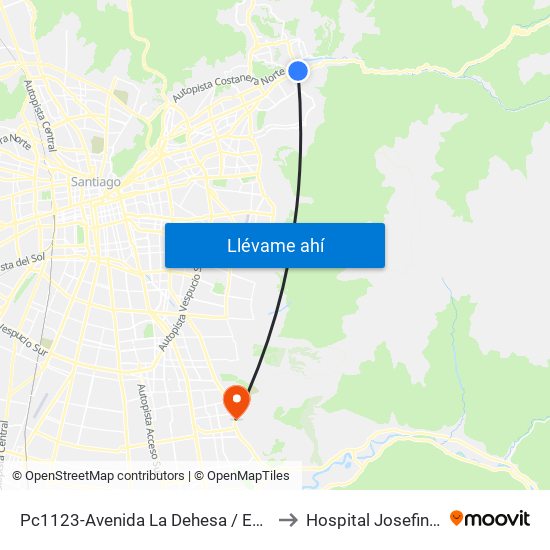 Pc1123-Avenida La Dehesa / Esq. Av. Las Condes to Hospital Josefina Martínez map