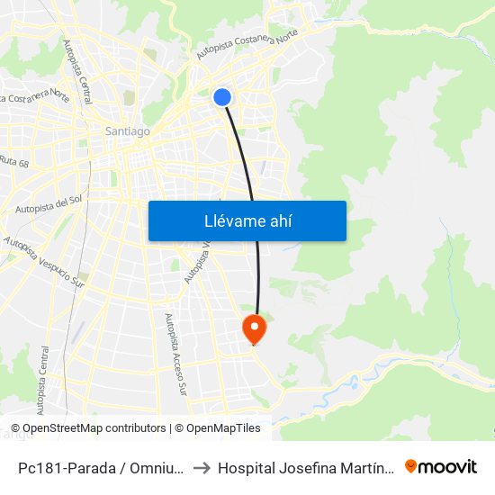 Pc181-Parada / Omnium to Hospital Josefina Martínez map