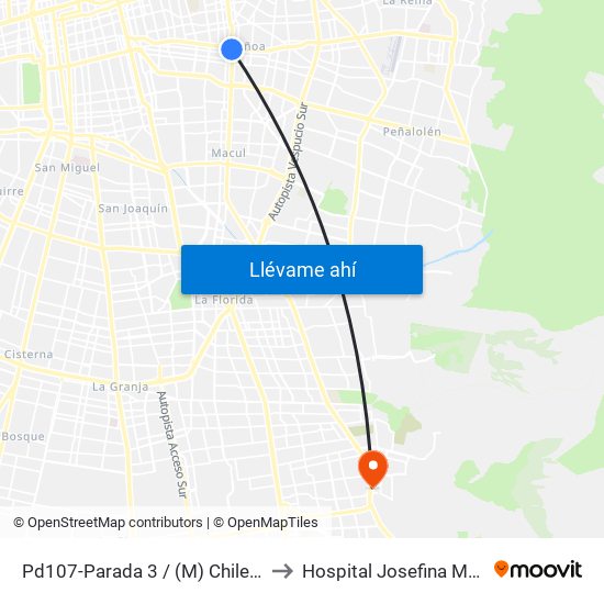 Pd107-Parada 3 / (M) Chile España to Hospital Josefina Martínez map