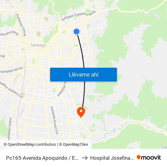 Pc165-Avenida Apoquindo / Esq. E. Dell'Orto to Hospital Josefina Martínez map