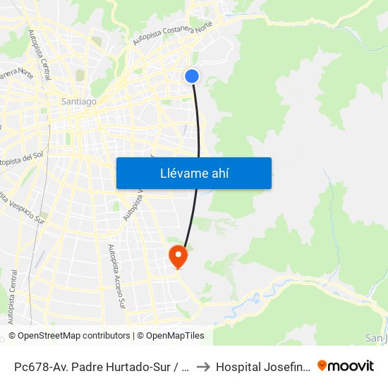 Pc678-Av. Padre Hurtado-Sur / Esq. Río Guadiana to Hospital Josefina Martínez map