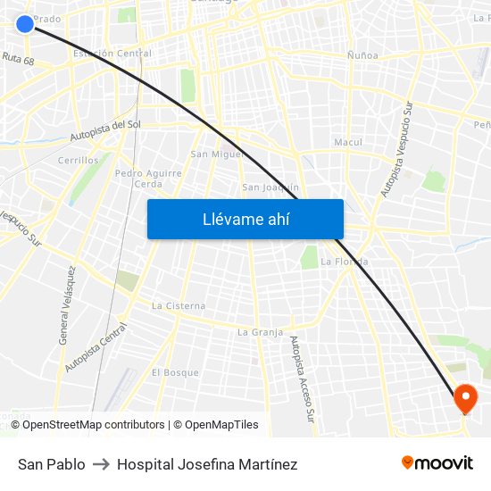 San Pablo to Hospital Josefina Martínez map