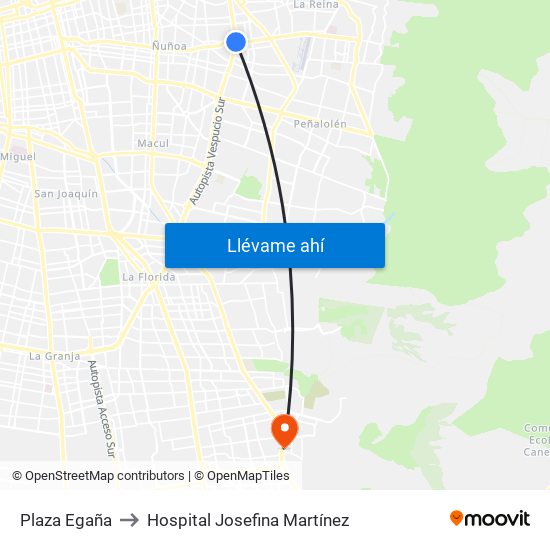 Plaza Egaña to Hospital Josefina Martínez map