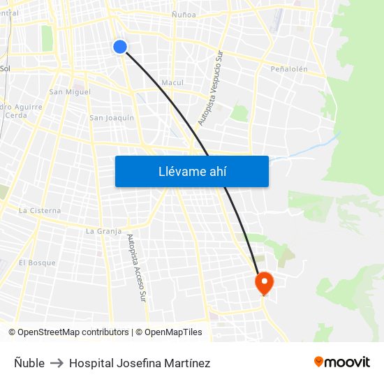 Ñuble to Hospital Josefina Martínez map