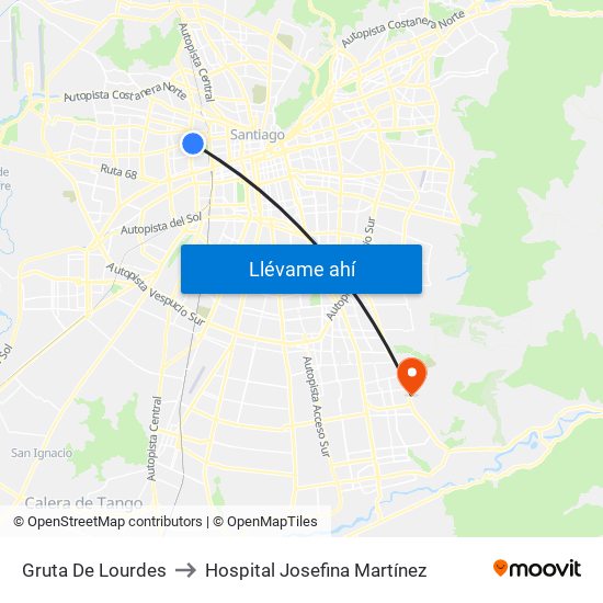 Gruta De Lourdes to Hospital Josefina Martínez map