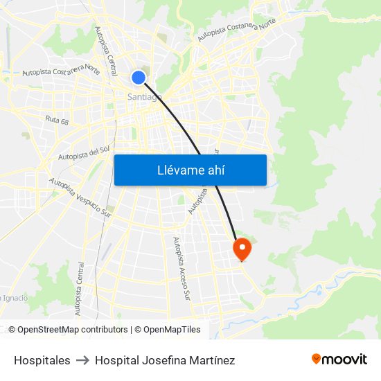 Hospitales to Hospital Josefina Martínez map