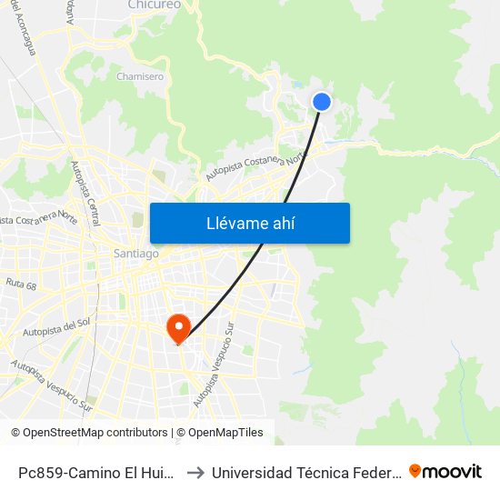 Pc859-Camino El Huinganal / Esq. Camino Del Yunque to Universidad Técnica Federico Santa María, Campus San Joaquín map