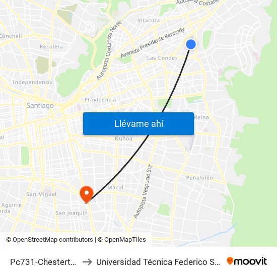 Pc731-Chesterton / Esq. Bocaccio to Universidad Técnica Federico Santa María, Campus San Joaquín map