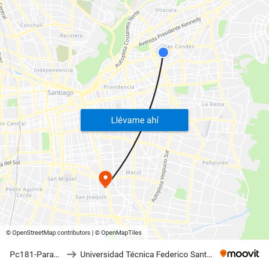 Pc181-Parada / Omnium to Universidad Técnica Federico Santa María, Campus San Joaquín map