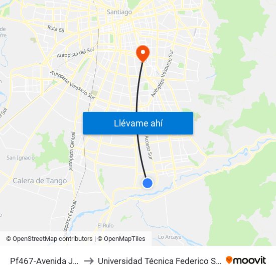Pf467-Avenida Juanita / Esq. Weber to Universidad Técnica Federico Santa María, Campus San Joaquín map