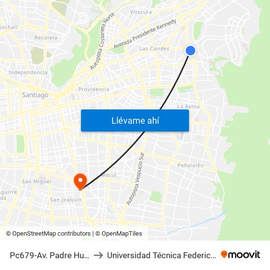 Pc679-Av. Padre Hurtado-Sur / Esq. Patagonia to Universidad Técnica Federico Santa María, Campus San Joaquín map