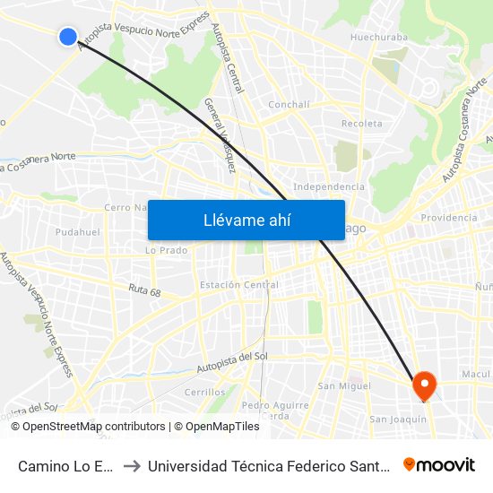 Camino Lo Echevers, 311 to Universidad Técnica Federico Santa María, Campus San Joaquín map