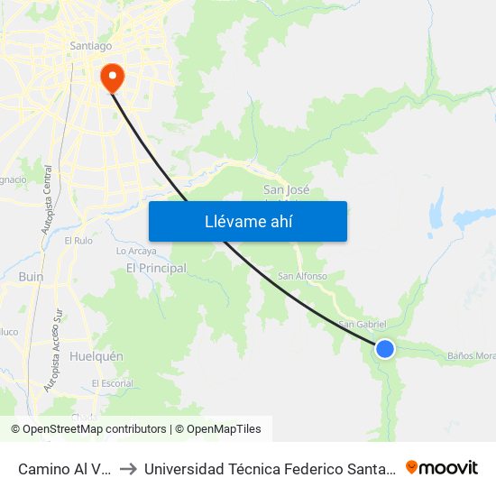 Camino Al Volcán, 6358 to Universidad Técnica Federico Santa María, Campus San Joaquín map