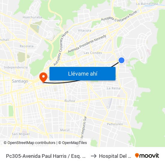 Pc305-Avenida Paul Harris / Esq. Av. Cristóbal Colón to Hospital Del Salvador map