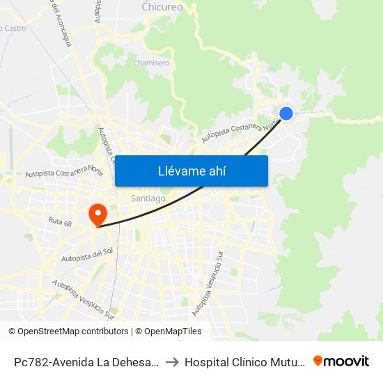 Pc782-Avenida La Dehesa / Esq. Raúl Labbé to Hospital Clínico Mutual De Seguridad map