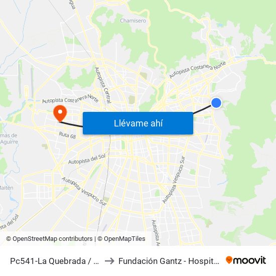 Pc541-La Quebrada / Esq. Av. Paul Harris to Fundación Gantz - Hospital Del Niño Con Fisura map