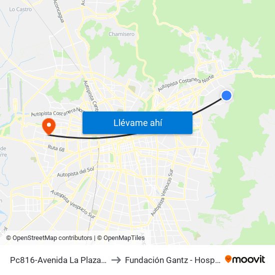 Pc816-Avenida La Plaza / Esq. Rep. De Hondura to Fundación Gantz - Hospital Del Niño Con Fisura map