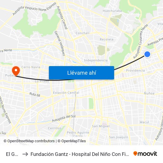 El Golf to Fundación Gantz - Hospital Del Niño Con Fisura map