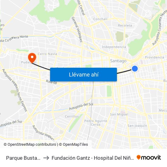 Parque Bustamante to Fundación Gantz - Hospital Del Niño Con Fisura map