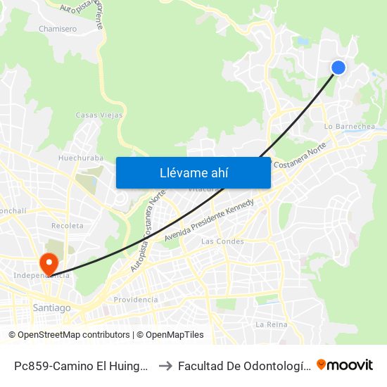Pc859-Camino El Huinganal / Esq. Camino Del Yunque to Facultad De Odontología De La Universidad De Chile map