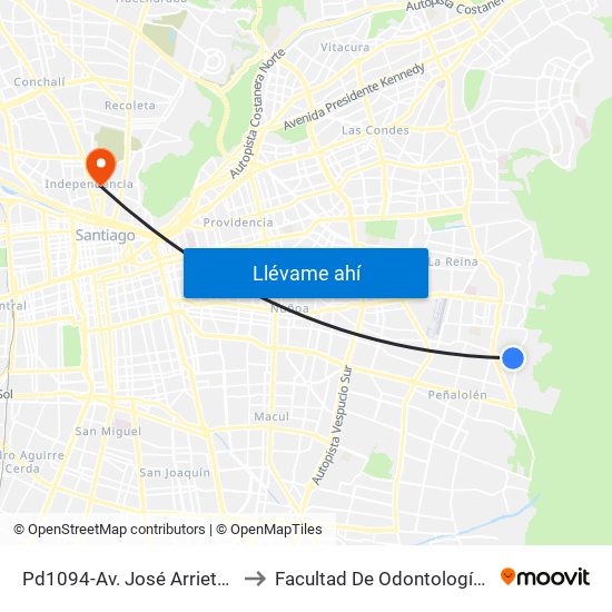 Pd1094-Av. José Arrieta / Esq. Pasaje José Arrieta to Facultad De Odontología De La Universidad De Chile map