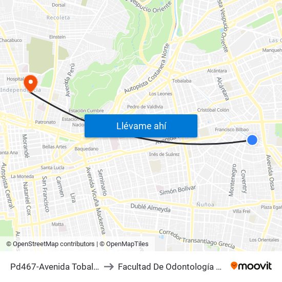 Pd467-Avenida Tobalaba / Esq. Hamburgo to Facultad De Odontología De La Universidad De Chile map