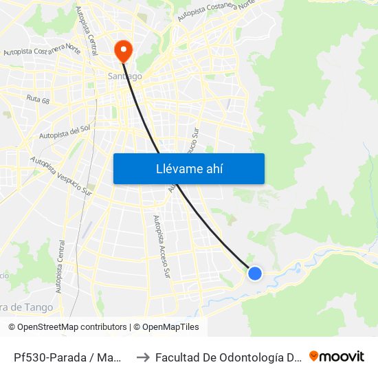 Pf530-Parada / Mampato Las Viscachas to Facultad De Odontología De La Universidad De Chile map