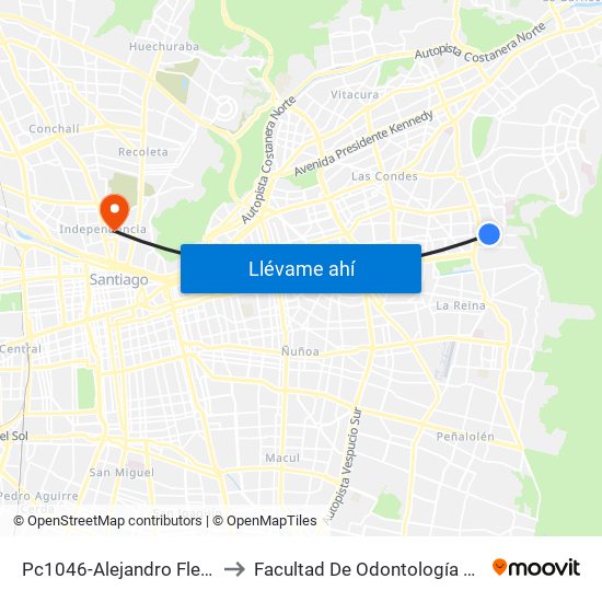 Pc1046-Alejandro Fleming / Esq. Totoralillo to Facultad De Odontología De La Universidad De Chile map