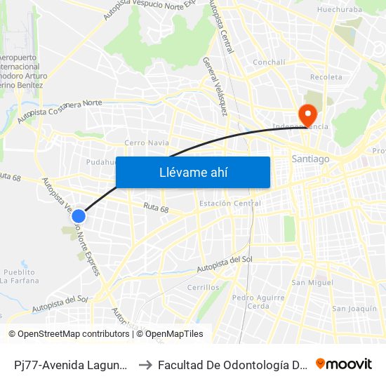 Pj77-Avenida Laguna Sur / Esq. Lebreles to Facultad De Odontología De La Universidad De Chile map