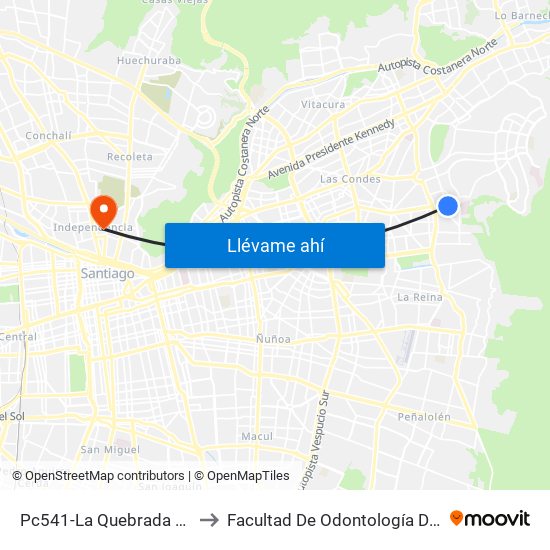 Pc541-La Quebrada / Esq. Av. Paul Harris to Facultad De Odontología De La Universidad De Chile map