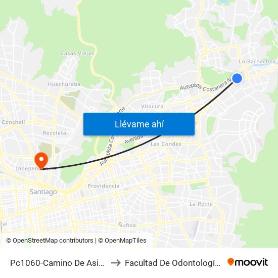 Pc1060-Camino De Asis / Esq. Escrivá De Balaguer to Facultad De Odontología De La Universidad De Chile map