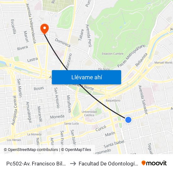 Pc502-Av. Francisco Bilbao / Esq. Avenida Seminario to Facultad De Odontología De La Universidad De Chile map