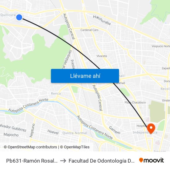 Pb631-Ramón Rosales / Esq. Canutillar to Facultad De Odontología De La Universidad De Chile map