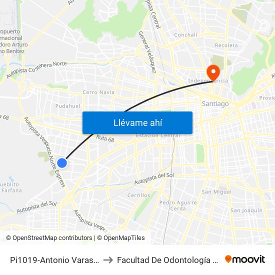 Pi1019-Antonio Varas / Esq. Av. El Descanso to Facultad De Odontología De La Universidad De Chile map