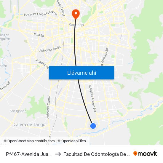 Pf467-Avenida Juanita / Esq. Weber to Facultad De Odontología De La Universidad De Chile map