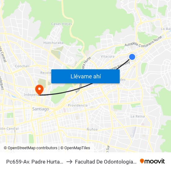 Pc659-Av. Padre Hurtado-Norte / Esq. Colorado to Facultad De Odontología De La Universidad De Chile map