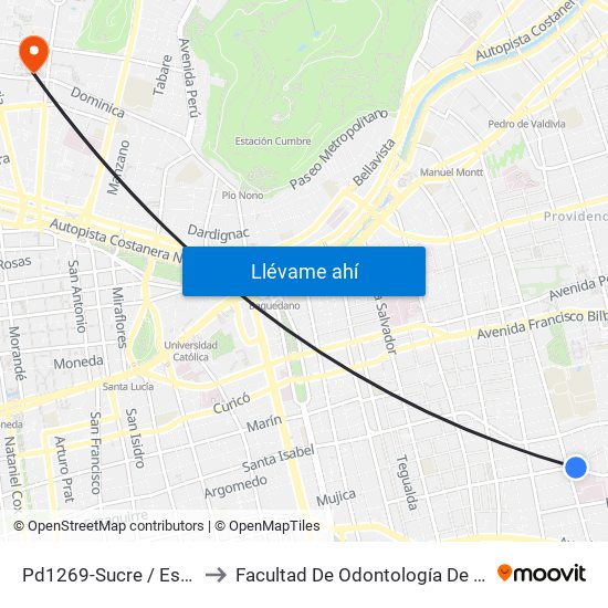 Pd1269-Sucre / Esq. Hernán Cortés to Facultad De Odontología De La Universidad De Chile map