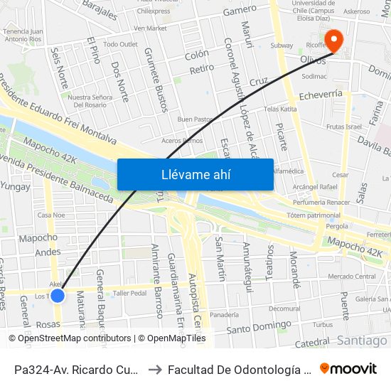 Pa324-Av. Ricardo Cumming / Esq. San Pablo to Facultad De Odontología De La Universidad De Chile map