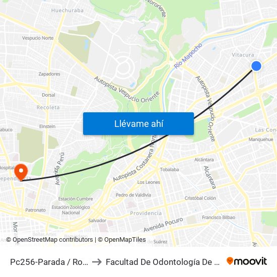 Pc256-Parada / Rotonda Irene Frei to Facultad De Odontología De La Universidad De Chile map