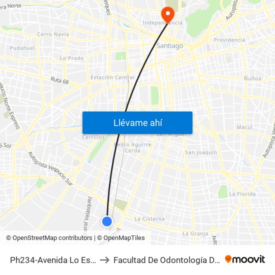 Ph234-Avenida Lo Espejo / Esq. La Divisa to Facultad De Odontología De La Universidad De Chile map