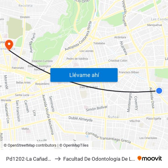 Pd1202-La Cañada / Esq. Loreley to Facultad De Odontología De La Universidad De Chile map